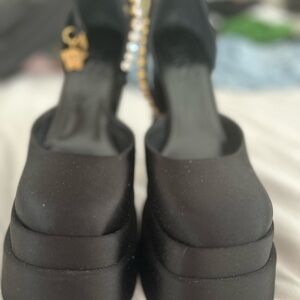 Versace Black Platform Shoes with Chunky Sole and Square Toe